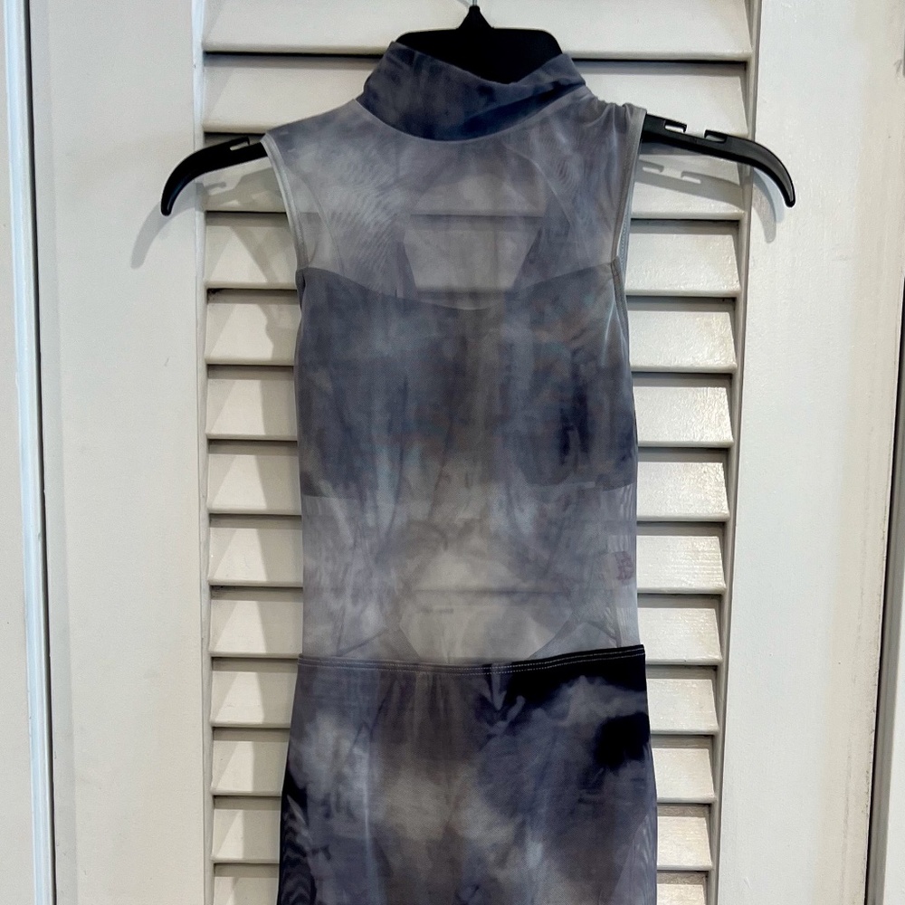 Child Dance Costume - CH LG - Grey Marble Mesh Unitard Pants